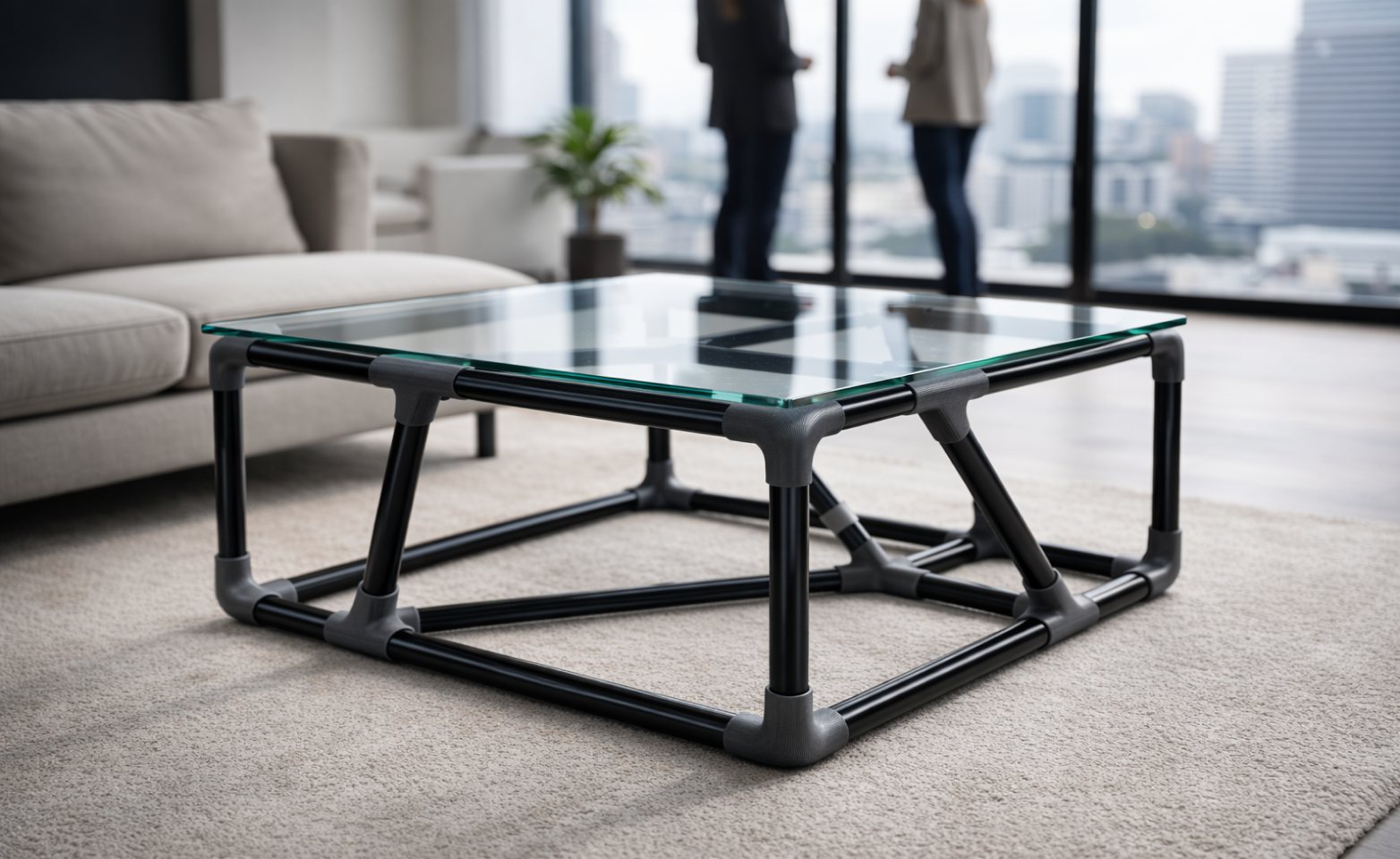 Mesa FOAM num apartamento com vista para a cidade